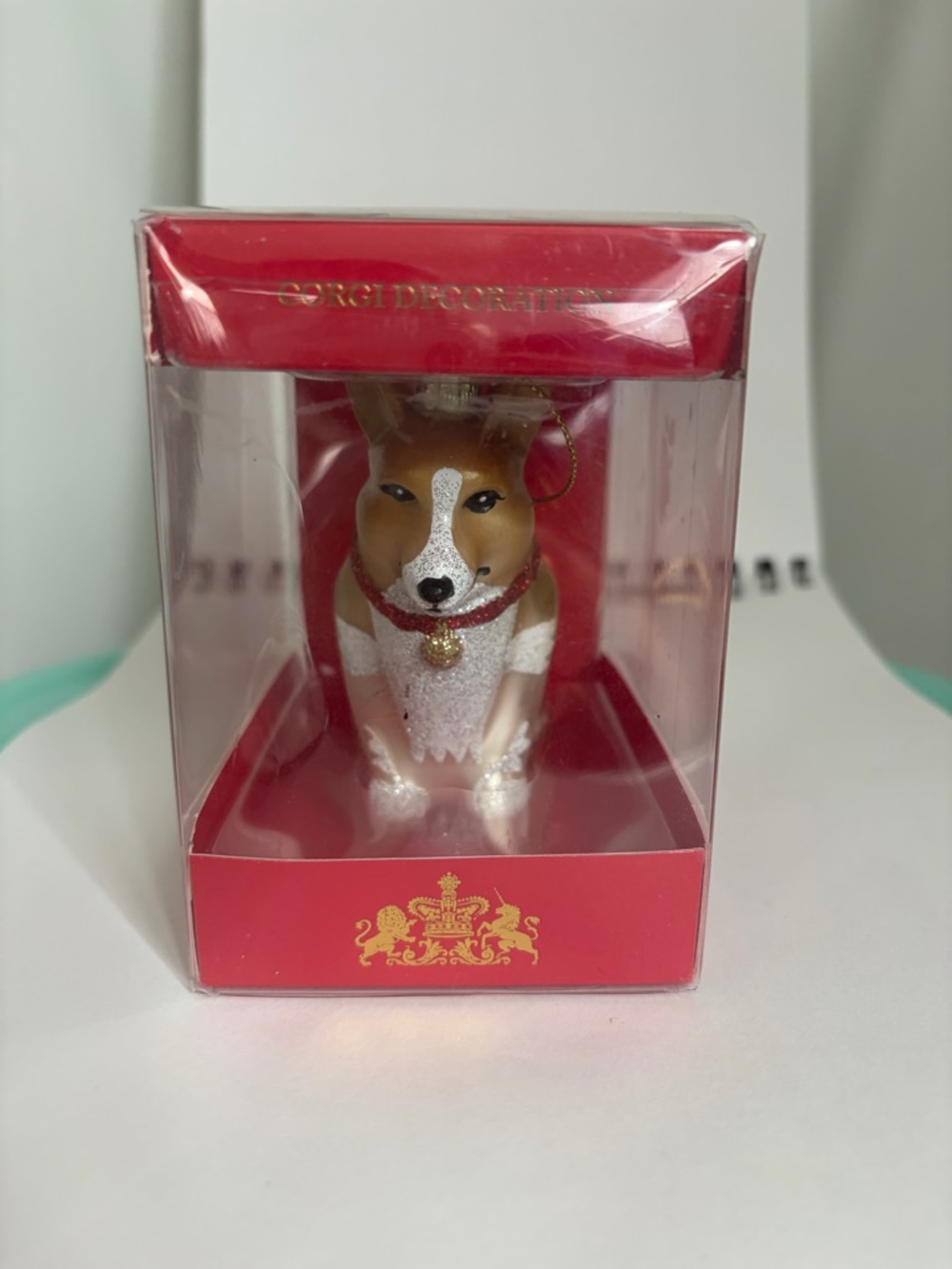 NIB Royal Collection Trust Blown Glass Welsh Corgi Christmas Elizabeth Ornament